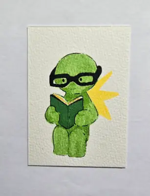Reading Smiski aceo art card thumbnail 1