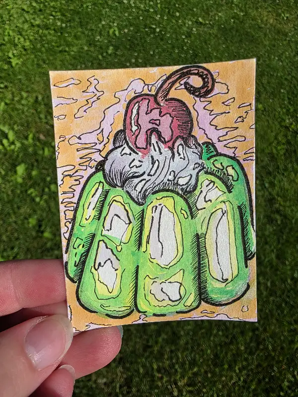 Green Jelly Dessert aceo art card