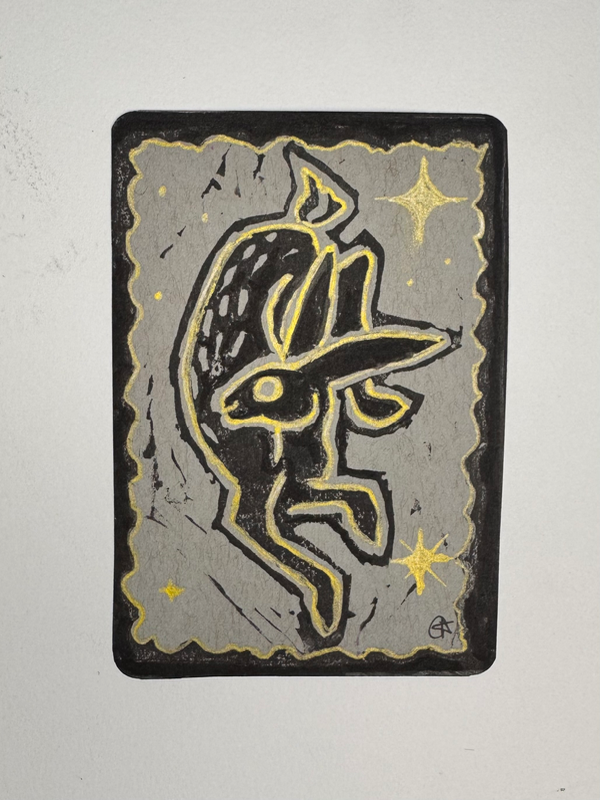 Gold Rabbit aceo art card