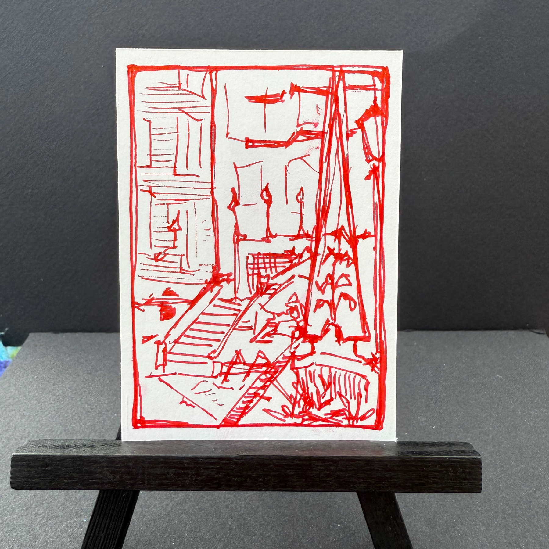 train station still life aceo art card