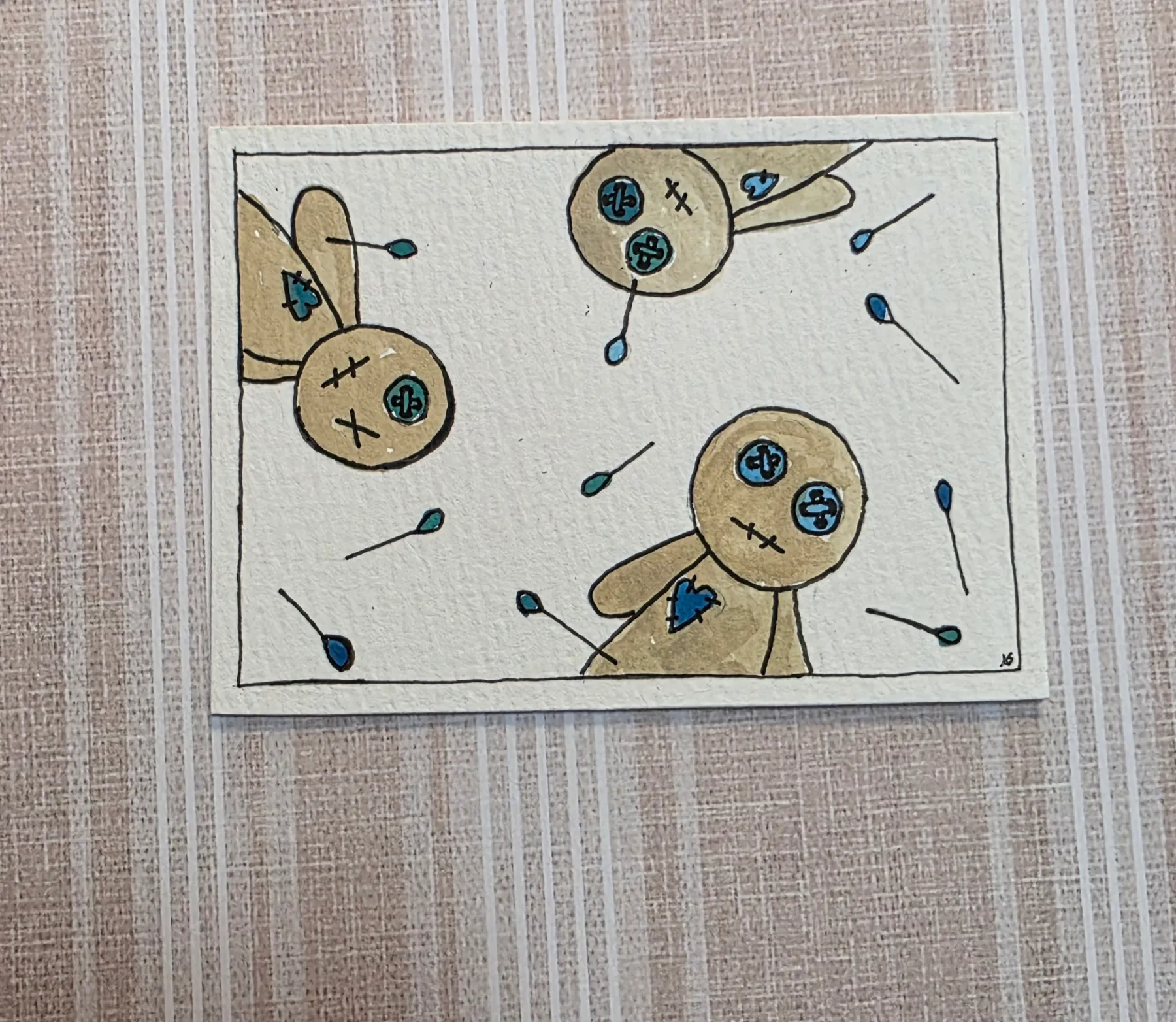Original aceo. Voodoo dolls aceo art card