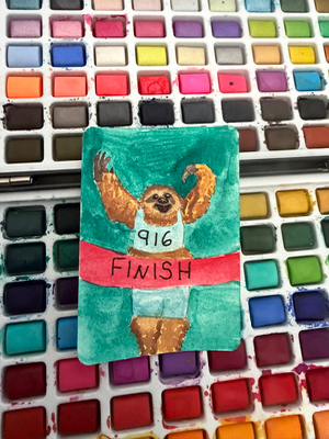 Marathon sloth aceo art card thumbnail 2
