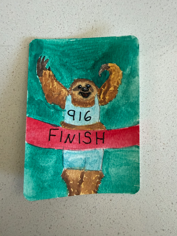 Marathon sloth aceo art card