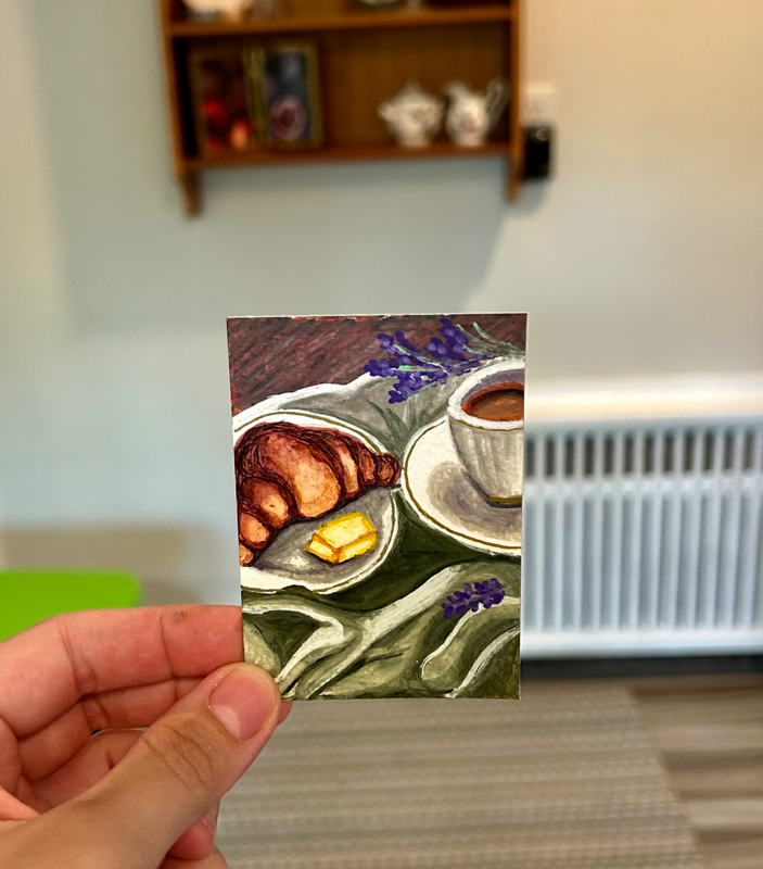 Lavender Breakfast aceo art card