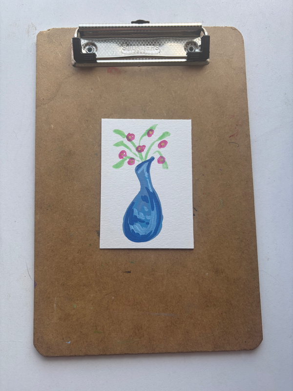 “Pink” Vase With Flowers aceo art card