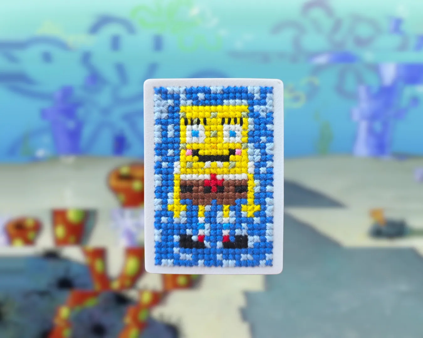 Bob Sponge AF10, Hand-Stitched (1/1) aceo art card
