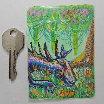 Sleeping Dragon aceo art card thumbnail 2
