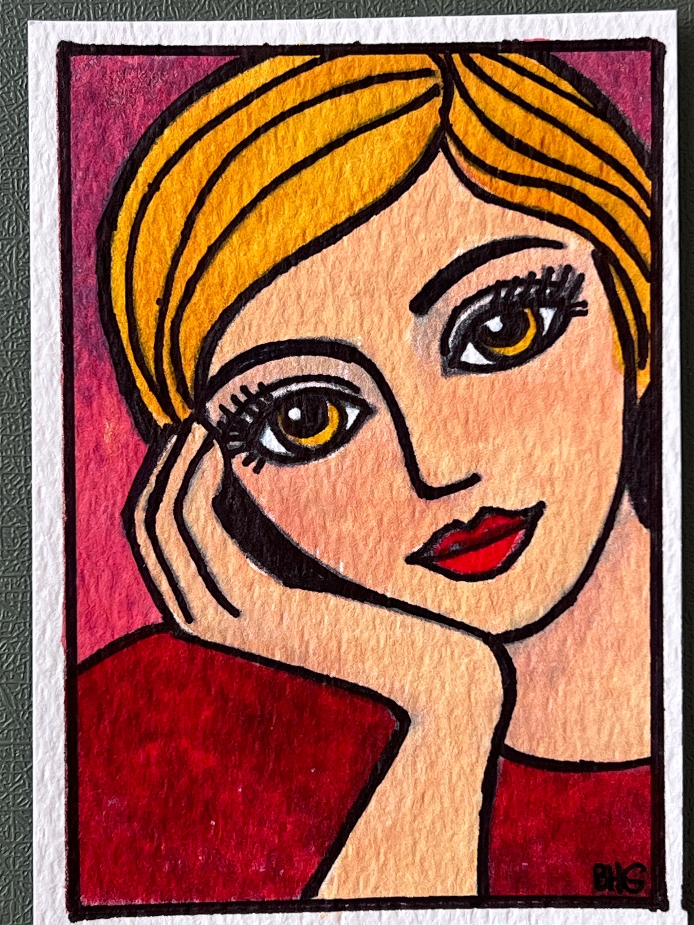 Golden Gaze aceo art card