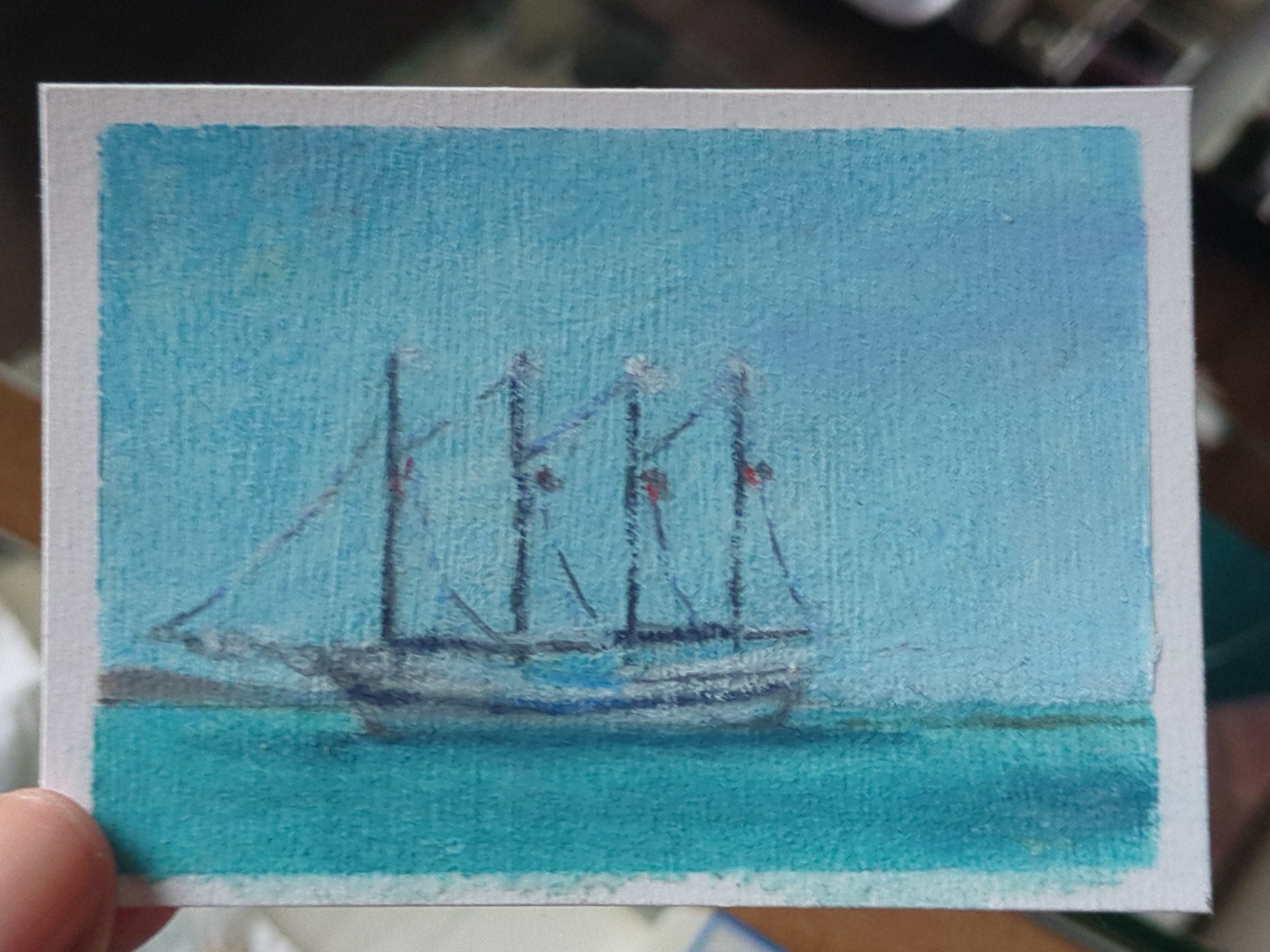 "Dream Boat" On the Lake #4 Original ACEO aceo art card