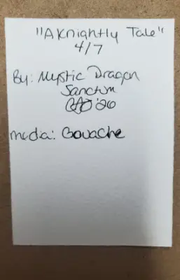 ACEO ATC signed artist trading card "A Knightly Tale" 4/7 gouache Mystic Dragon aceo art card thumbnail 2