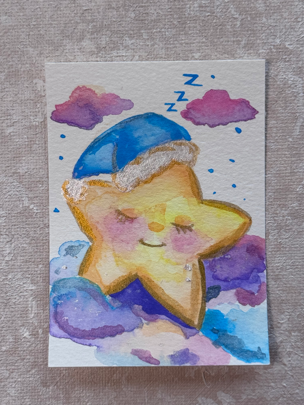 Sleepy lullaby star AECO Cassandra aceo art card