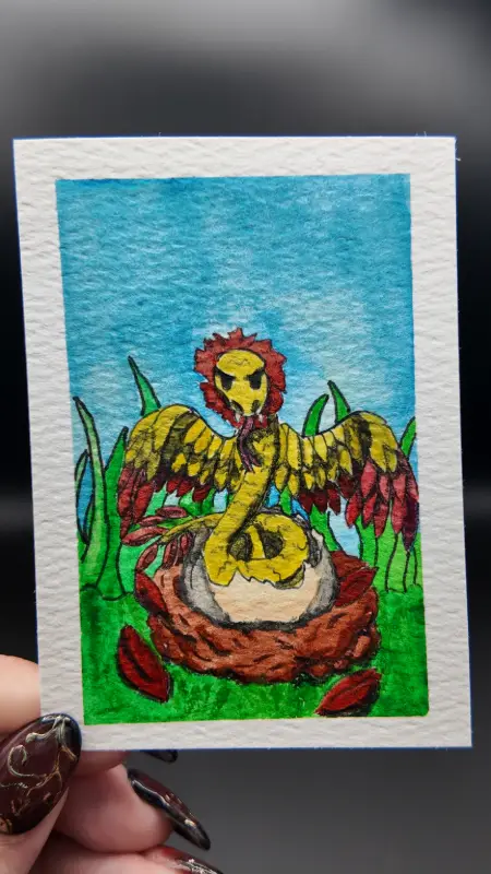 "First Breath"  Original ACEO — Watercolor & Archival Ink with Metallic Watercolor Detail aceo art card
