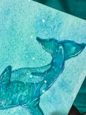 Orca Original ACEO Mini Painting OOAK Art Card 2.5x3.5 Midnight Marauder aceo art card thumbnail 2