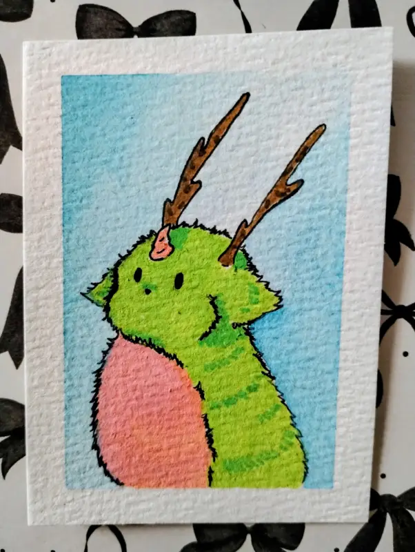 Peach Belly aceo art card