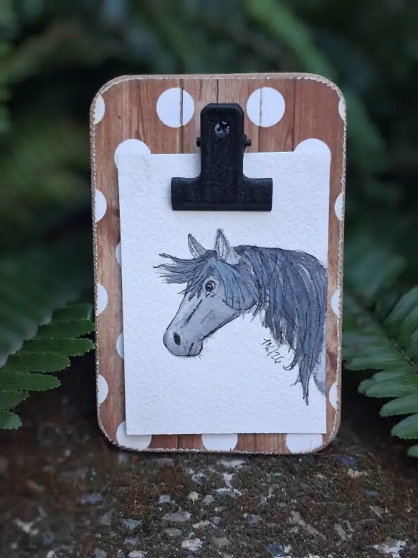 Grey Horse aceo art card