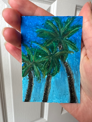 Tropical Palm Trees aceo art card thumbnail 2