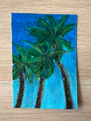 Tropical Palm Trees aceo art card thumbnail 1