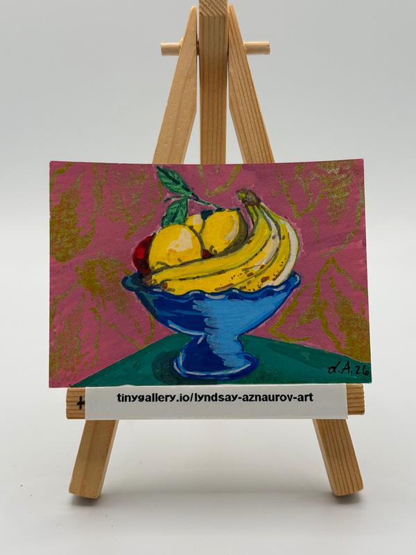 Fruit Bowl with Wallpaper aceo art card