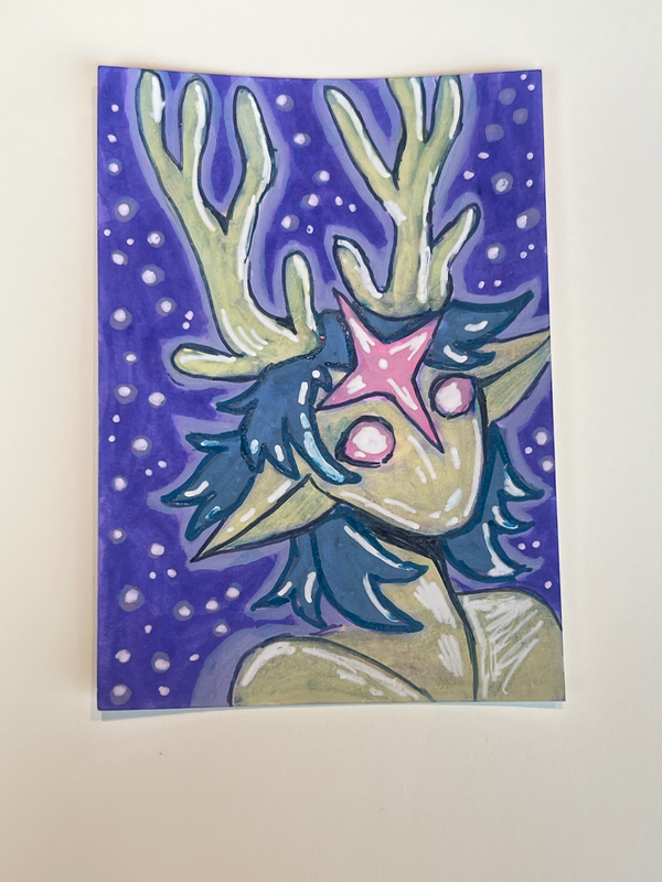 Deer Boy aceo art card
