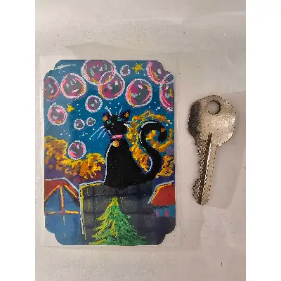 Kitty on the Roof aceo art card thumbnail 2