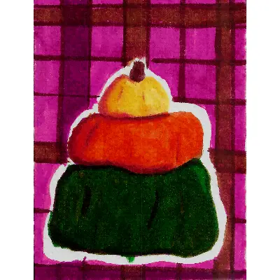 Pumpkin Stack Watercolor aceo art card thumbnail 1