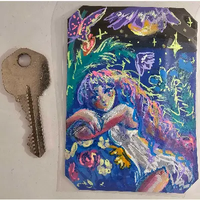 Resting in the Garden aceo art card thumbnail 2