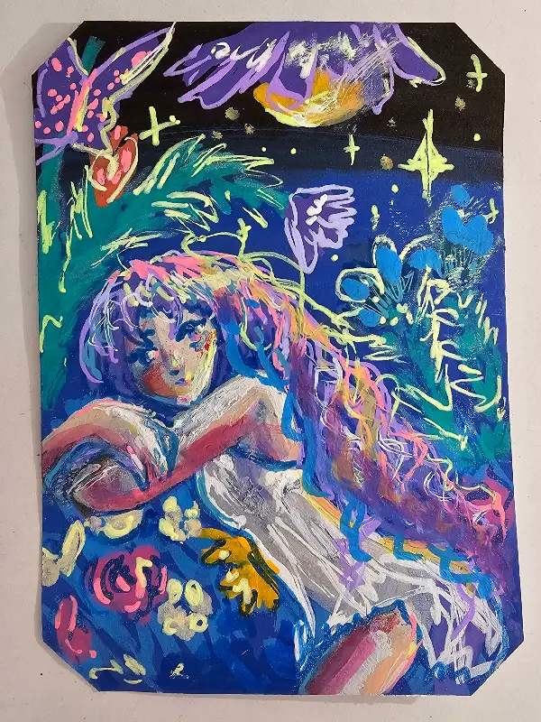 Resting in the Garden aceo art card