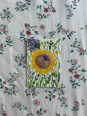 Happy Flower aceo art card thumbnail 1
