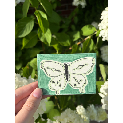 Whimsical Butterfly Series (Green Butterfly) aceo art card thumbnail 1
