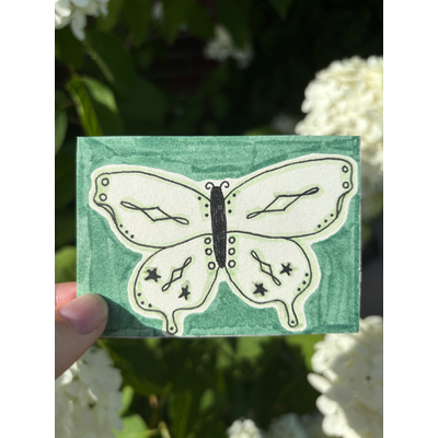 Whimsical Butterfly Series (Green Butterfly) aceo art card thumbnail 2