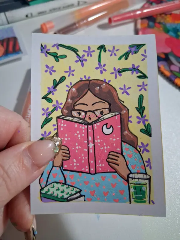 Romance Reader aceo art card