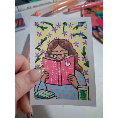 Romance Reader aceo art card thumbnail 1