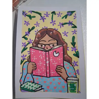 Romance Reader aceo art card thumbnail 2