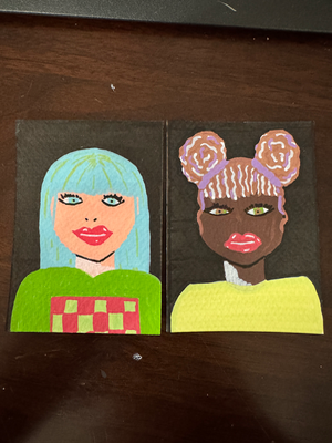 Blue Hair Lady aceo art card thumbnail 2