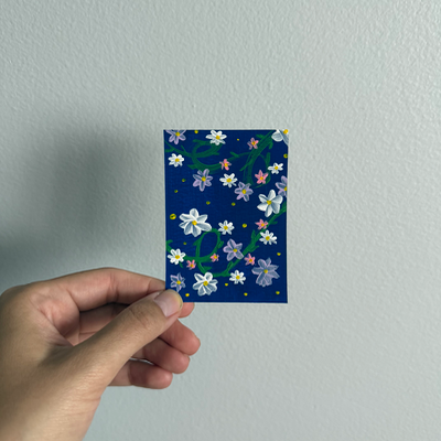 Original Floral ACEO | Starlit Vines #2/3 aceo art card thumbnail 1