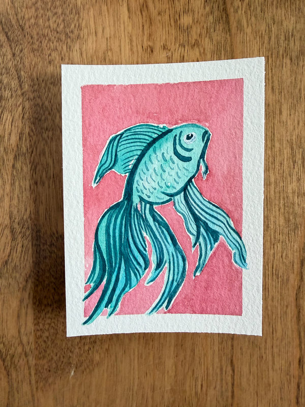 Fancy Fish aceo art card