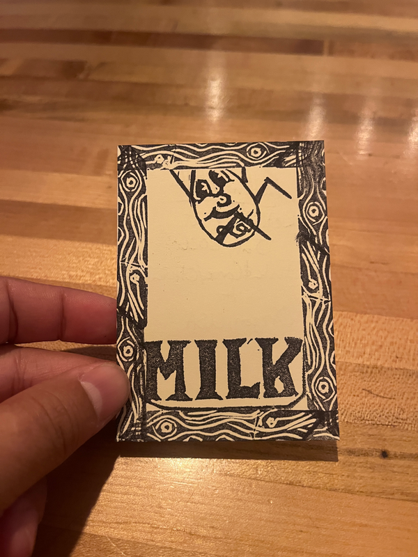 Falling milk aceo art card