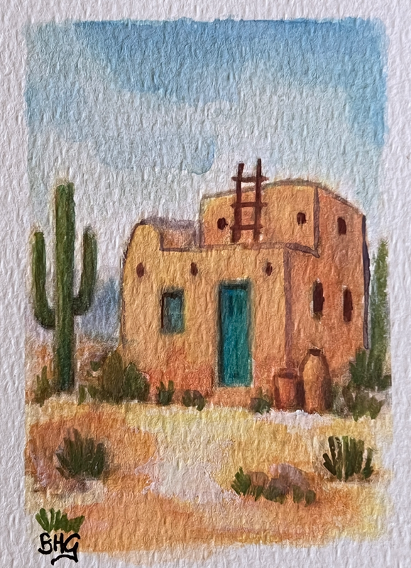 Adobe House 1 aceo art card