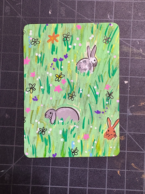Bunnies Three aceo art card thumbnail 1