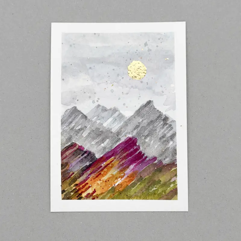 Mountains & Sun #10 - Abstract Landscape aceo art card