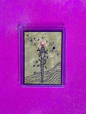 “Ace of Wands” whimsical Tarot inspired drawing aceo art card thumbnail 2