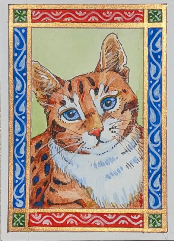Spotted Kitty aceo art card