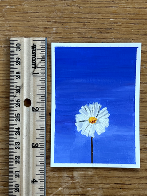 Single Flower | Original ACEO painting (2.5 x 3.5) | FREE SHIPPING aceo art card thumbnail 2