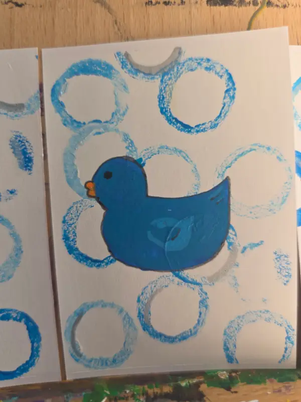 Bubble Ducky Blue aceo art card