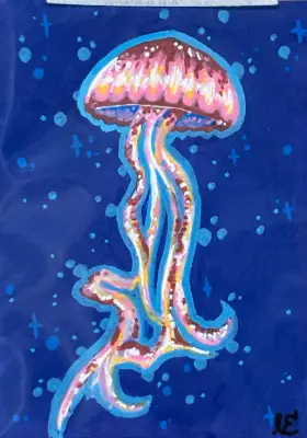 Jellyfish - Artist Trading Card ORIGINAL (1/1) - OilsByEast aceo art card thumbnail 2