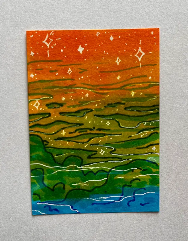 ethereal sky | stand-alone, mixed media aceo art card