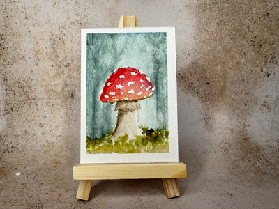 Forest Mushroom aceo art card thumbnail 1