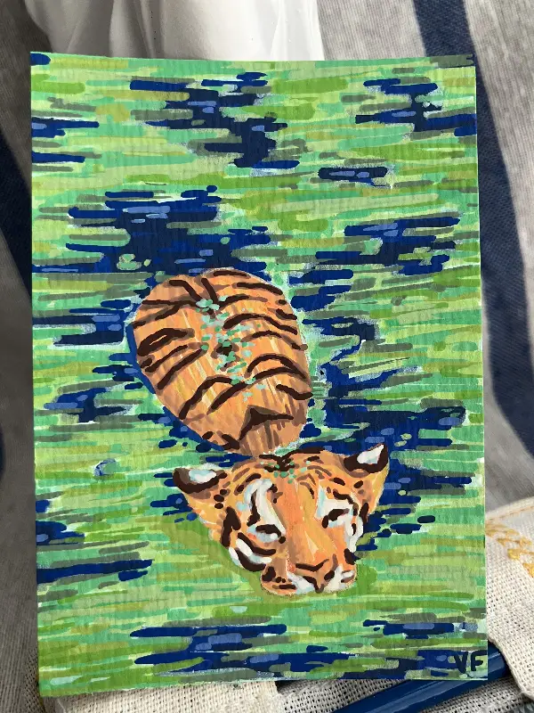 Alligator Stripes aceo art card