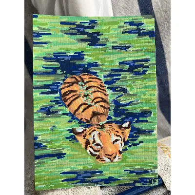 Alligator Stripes aceo art card thumbnail 1