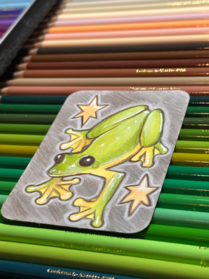 green frog aceo art card thumbnail 2